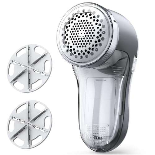 POPCHOSE Fabric Shaver, Lint Shaver for Clothes, Sweater Shavers to Remove Pilling, Lint Remover with 6-Leaf Blades, Clothes Shaver for Clothing, Couch, Furniture, Fuzz, Lint Ball, Battery Operated - color: Greige
