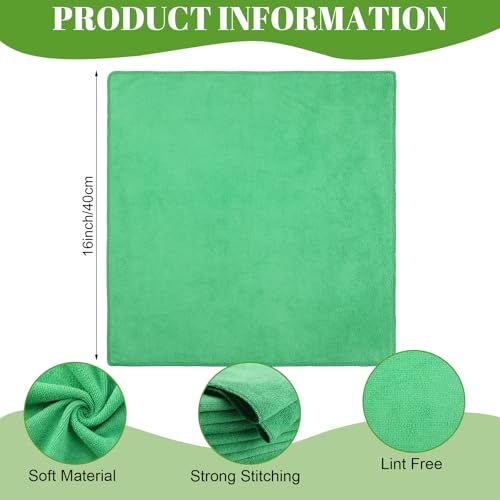 Nuenen 60 Pcs Microfiber Cleaning Cloths for Cars 16 x 16 Inch Ultra Absorbent Car Towels Drying Reusable Cleaning Supplies House Kitchen Window Microfiber Towel (Green) - color: Green