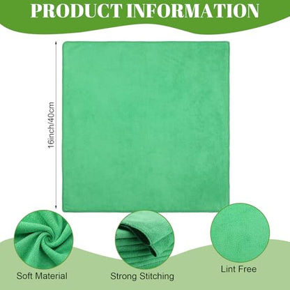 Nuenen 60 Pcs Microfiber Cleaning Cloths for Cars 16 x 16 Inch Ultra Absorbent Car Towels Drying Reusable Cleaning Supplies House Kitchen Window Microfiber Towel (Green) - color: Green