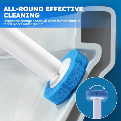 Disposable Toilet Brush 2 Pack- Toilet Bowl Cleaner, Toilet Bowl Brush, Each Toilet Wand with 8 PCS Brush Refills for Bathroom Deep Cleaning Round Shape(2 Pack, White) - size: 2 Brush+ 16 Refills