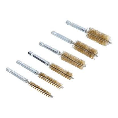 6PCS Brass Bore Cleaning Brush Set 8 19mm Diameter with 1 4 Inch Hex Shank Compatible with Drills for Engine Cylinder Pipe Maintenance - size: Brass Wire (Yellow)