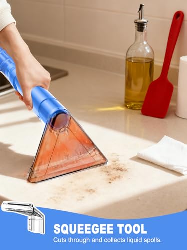 Portable Carpet & Upholstery Cleaner Machine for Pets, Spot, Stain, Couch Cleaner Machine with Powerful Suction and and Cleaning Solution, Car/Auto Detailer, Lightweight Compact Design, Blue - color: Blue w/ Cleaning Solution