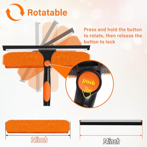 14" Extra-Wide Window Squeegee with Extension Pole, 26FT High Reach Window Cleaning Kit with- 2-in-1 Professional Window Scrubber & 5-20FT Extension Pole, for Indoor & Outdoor High Windows,RVs - size: 14"-20FT