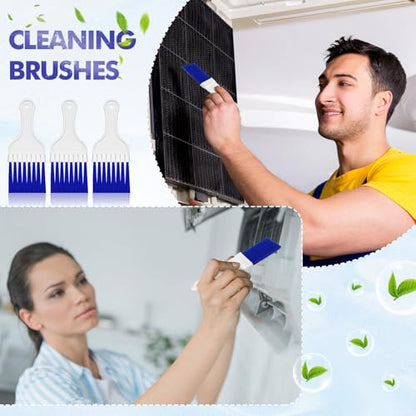 Boao 24 Packs Coil Brush Air Conditioner Condenser Refrigerator Cleaning HVAC Coil Cleaner Small Plastic Whisk Brush (Blue) - color: Blue