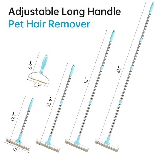 Carpet Rake for Pet Hair Removal Tool, 2 in 1 TPU and Copper Rake Teeth Uproot Clean Hair Remover with 63’’ Adjustable Long Handle,Cat & Dog for Carpets,Rugs, Mats (63’’ Long Handle+1 Short Handle) - size: 63in-2pcs-Rake