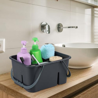 Plastic Cleaning Tool Caddy, Storage Caddy with Handle, Deep Grey