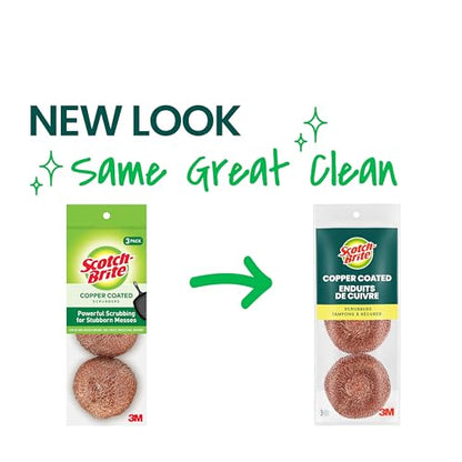 Scotch-Brite Copper Coated Scrubbers, Scouring Pads for Cleaning Tough Baked-On Messes, Metal Scrubbers for Cleaning Dishes, 3 Scrub Pads