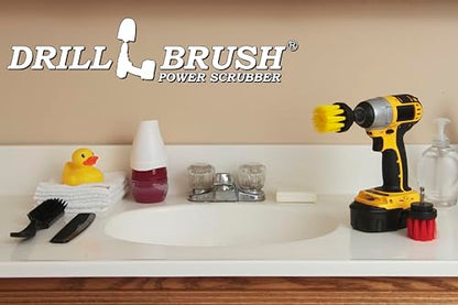 Cleaning Supplies - Drill Brush - Grout Cleaner - 2-inch Long Bristle Spin Brush Set - Bird Bath - Gnome - Scrubber - Bathroom Accessories - Shower Curtain - Bath Mat - Shower Cleaner - Rust - Calcium - color: Red / Yellow