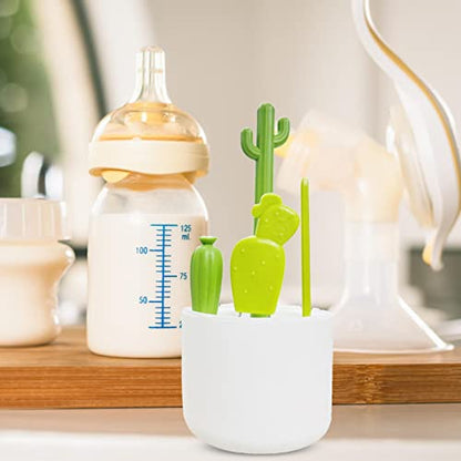 Bottle Cleaning Brush Set, Cartoon Cactus Baby Bottle Brush Kit, Cute Water Bottles with Straw Brush, Bottle Cleaner for Washing Narrow Neck Beer Bottles