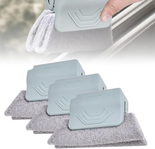 2026 New Magic Window Track Cleaner, 3Pcs Multipurpose Cleaning Brush for Window Grooves, Sliding Door Tracks, Tile Grout Lines, Shutter Slats, Car AC Vents, and Narrow Gaps (Grey) - color: Gray