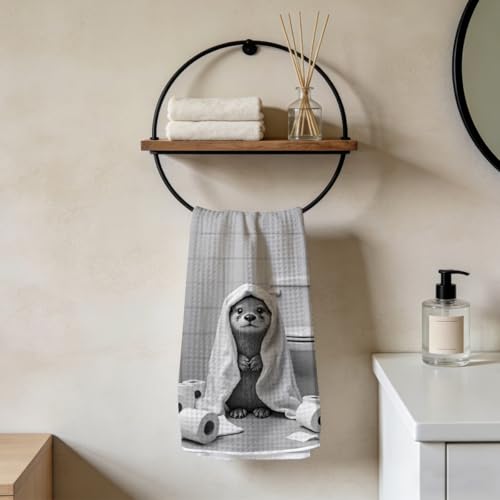 Funny Otter Bathing Bathroom Hand Towels, Cute Animal Bathroom Towels, Reusable Microfiber Towel for Modern Kitchen Home Decor，Housewarming Gifts for Women Friend 1 - color: Lm 2450