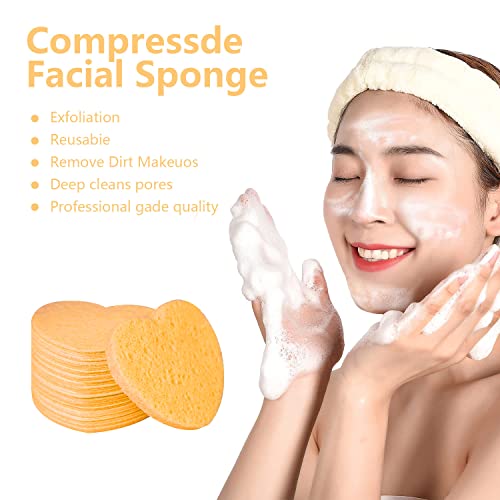 50-Count Facial Sponges Compressed, 100% Natural Cellulose Face Sponge Professional Cosmetic Spa Sponges for Face Cleansing, Exfoliating Mask, Makeup Removal for Travel and Home, Deep Yellow - color: 50- Pack Deepyellow
