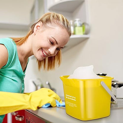 Roshtia 6 Pcs 3 Quart Cleaning Bucket Small Sanitizing Square Bucket Detergent Pail for Home Commercial Restaurant Kitchen Office School (Yellow) - color: Yellow