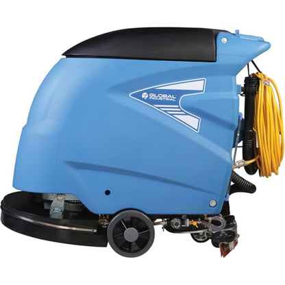 Global Industrial Commercial Electric Walk-Behind Auto Floor Scrubber, Corded, 20"W Cleaning Path & 30"W Squeegee, 12 Gal. Solution Tank, 15 Gal. Recovery Tank