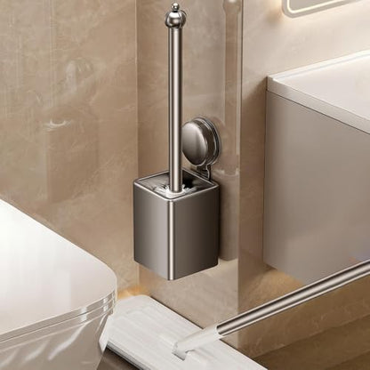 Wall-Mounted Toilet Brush and Holder Set, Drain Designed Toilet Brush with Removable Handle, Toilet Bowl Brush and Holder, Durable and Sturdy, Deep Cleaning for Bathroom, Shower, Toilet (Grey) - color: Gray