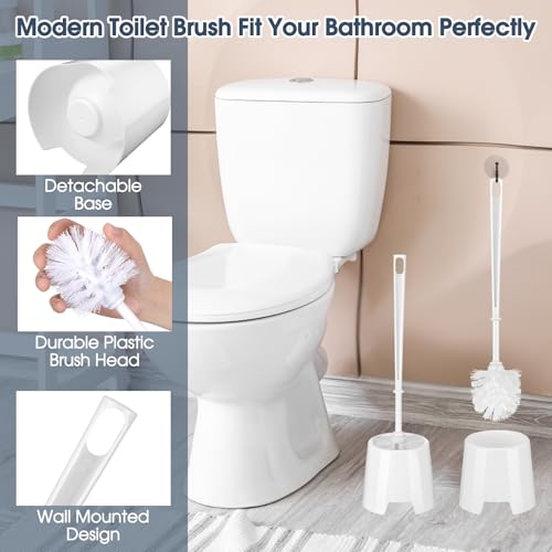 Mimorou 12 Sets Toilet Brushes and Holders Set White Toilet Bowl Brushes for Bathroom Scrub with Plastic Holders for Bathroom Cleaning Accessories
