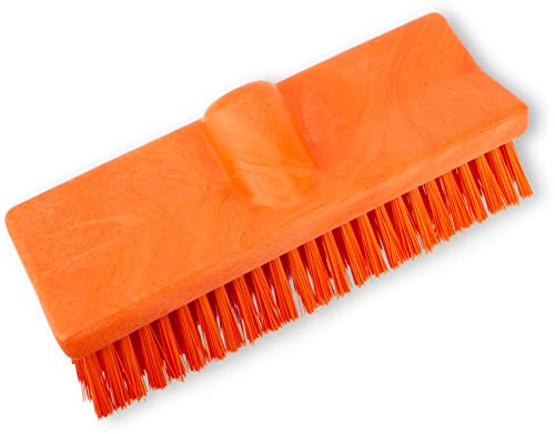 SPARTA 40423EC24 Plastic Floor Scrub Brush, Wall Brush, Equipment Brush With Nonabsorbent Bristles For Industrial Kitchens, Hospitals, Commercial Cleaning, 10 Inches, Orange - color: Orange