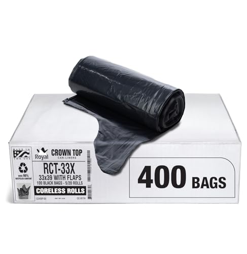 Aluf Plastics - Trash Bags, 33 Gallon, 1.5 Mil, 33"x 39", Black, 400 Count (20 Rolls of 20) - style: 33 Gal, 1.5 Mil Equiv, 400 Count