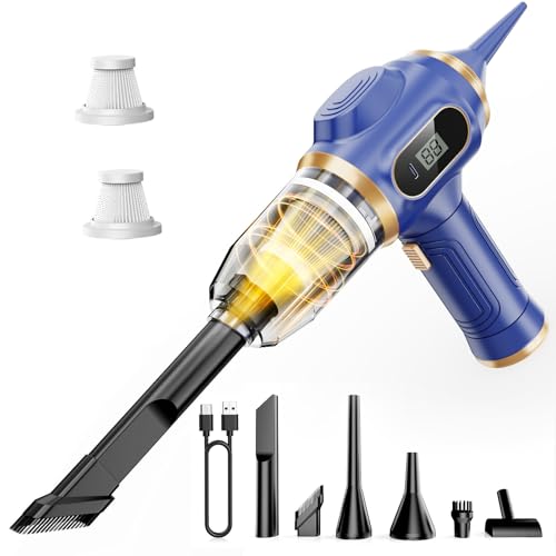 Car Vacuum Portable Cordless 17000Pa Cordless Mini Handheld Vacuums with LCD Display and Multi-Nozzles, High Power Wet and Dry for Car, Home, Office, Pet, Compact and Portable Design