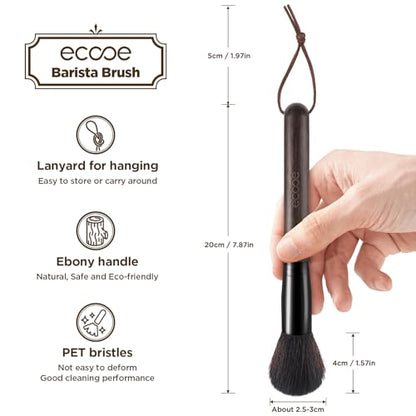 ecooe Coffee Grinder Cleaning Brush, Barista Brush Espresso Machine Accessories, Wood Handle Coffee Machine Accessory Cleaning Brista Brush with Lanyard, Coffee Tool for Barista Bean Grain Coffee Tool - color: Ebony