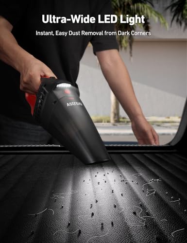 AstroAI V2 Mini High Power Portable Cordless Handheld Car Vacuum Cleaner, 6000mAh Battery & 12V DC, LED Light, Brush, Multi-Nozzles, 16.4 ft Cord Car Interior for Car, Home, Office, Pet Hair Cleaning