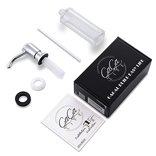 GAGALIFE Built in Sink Soap Dispenser or Lotion Dispenser for Kitchen Sink, Chrome ABS Pump Head, with 17 Ounce Large PET Soap Bottle - color: Chrome