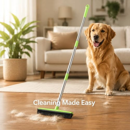 Carpet Rake for Pet Hair Removal, Rubber Broom Cleaning Brush, Telescopic Floor Broom, Pink, Adjustable Length - Multi - Functional, Non - Stick Hair Removal, Ideal for Home and (Green) - color: Green
