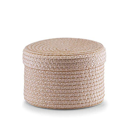 Zeller Basket with Lid, Plastic, Nature, 2-Piece - color: Brown