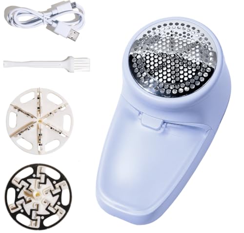 Nori Trim Fabric Shaver - Lint Remover for Clothes & Furniture Couch Pilling - Sweater Pill Remover - Clothes Shaver with 6 Precision Blades - Wireless and Rechargeable - Blue - color: Blue