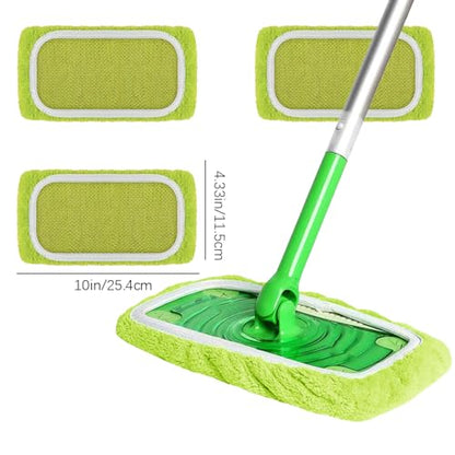 Microfiber Mop Pads - 3 Pack Reusable Washable Refills for Wet & Dry Floor Cleaning - Fits Most Standard Mops - Yellow Green Household Cleaning Pads - color: Yellow Green