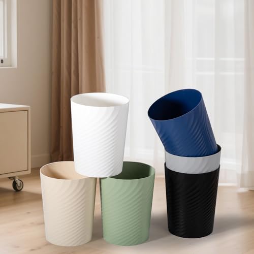 UUJOLY Bathroom Small Trash Can with Trash Bag Plastic Garbage Can Round Waste Basket for Bathrooms, Laundry Room, Kitchens, Offices, Kids Rooms, Dorms, 1.8 Gallons, 3 Pack (White) - color: White