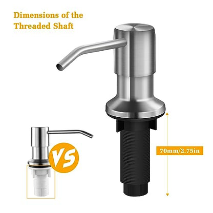 Soap Dispenser for Kitchen Sink, Built in Sink Soap Dispenser Lotion Dispenser with 17 OZ Bottle, Refill from The Top Bar Sink Soap Dispenser, Brushed Nickel (2 Pack) - color: Brushed Nickel-2pack, size: Comes with 17 OZ Bottle