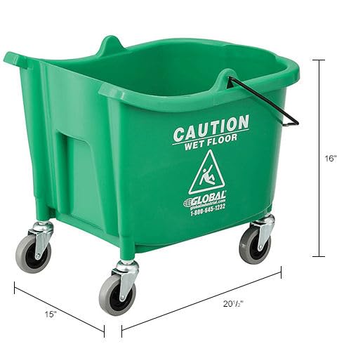 Global Industrial Commercial Mop Bucket and Wringer Combo with Side Press, 38 Quart Capacity, Durable Corrosion-Resistant Polypropylene, 3" Swivel Casters, Green - color: Green