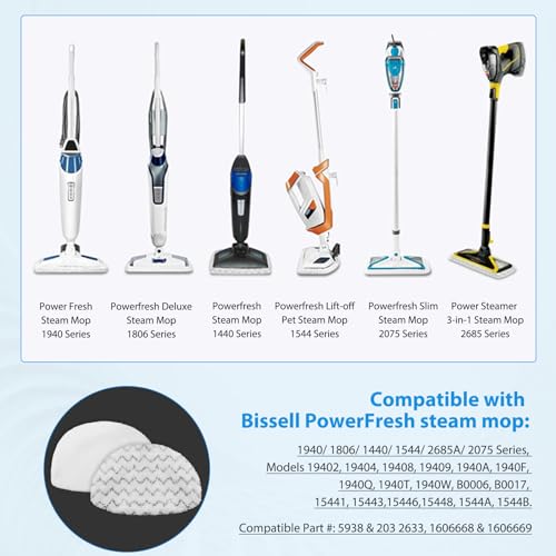 10 Pack Steam Mop Replacement Pads for Bissell Powerfresh Steam Mop 1940 1806 1544 2075 2685A 2181 2814 Series, Model 19402 19404 19408 19409 1940A 1940F 1940Q 1940T 1940W B0006 B0017 2075A - size: 10 Pack