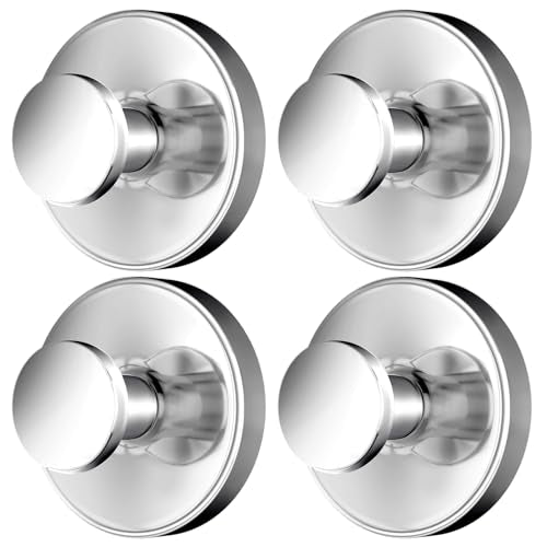 2026 Upgraded Drill-Free Suction Cup Hooks, Stainless Steel Suction Cup Hooks for Shower, Mirror, Wall, Bathroom, Glass, Hanging Towels - 4 Pack, Bright Silver - color: Bright Silver
