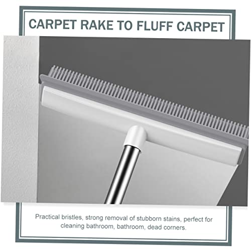 SOLUSTRE Dual-Use Rubber Floor Brush Long Handle for PET Hair and Carpets Sturdy Plastic Carpet Rake for Household Use