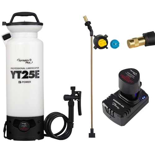 Sprayers Plus YT25E Battery Powered Sprayer 2 Gallon, Rechargeable with 12V Lithium-ion Electric Sprayer,Chemical Resistant Brass Wand Nozzle,Viton Seals for Long Distance Lawn Care