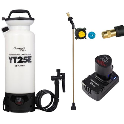 Sprayers Plus YT25E Battery Powered Sprayer 2 Gallon, Rechargeable with 12V Lithium-ion Electric Sprayer,Chemical Resistant Brass Wand Nozzle,Viton Seals for Long Distance Lawn Care