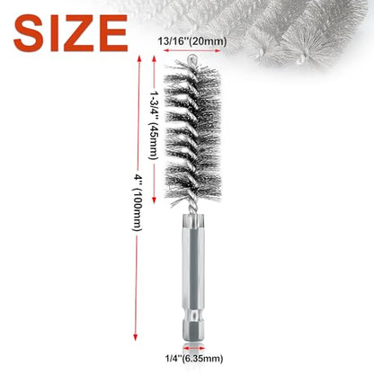 ASNOMY 5Pcs 13/16" Stainless Steel Bore Brush, 20mm Stainless Steel Twisted Knotted Bristles, 1/4" Hex Shank - style: 5Pcs 20mm | 13/16" Inch