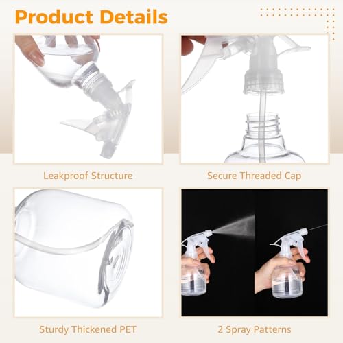 24 Pcs Refillable Spray Bottles, Small 8 oz Plastic Spray Bottles with Adjustable Nozzles for Gardening, Hair Care, Cleaning