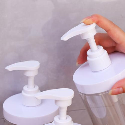 500ml Pump Bottle Dispenser Plastic Refillable Bottles Wide Mouth Jar Style Empty Bathroom Shower Containers,5.9inches - size: 9*9*10cm