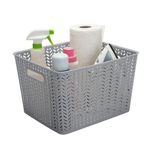 Simplify Large Herringbone Storage Bin, Grey (25175-GREY) - color: Grey, size: Large, style: 1 Pack