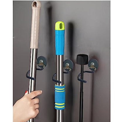 2PCS Magnetic Broom Rack Magnetic Hook S-Shaped Wall-Mounted Stainless Steel Heavy Duty Broom Mop Handle Holder for Kitchen Garage