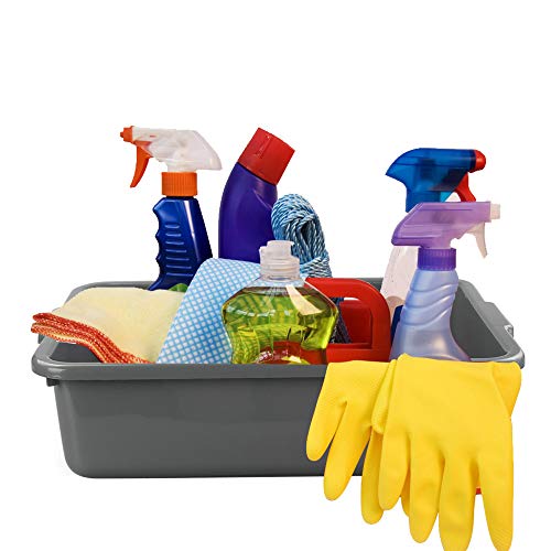 13 L Grey Plastic Tote Box Set of 4, Commercial Bus Box Large Plastic Dish Bin - color: Grey, size: 13 L