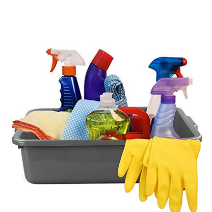 13 L Grey Plastic Tote Box Set of 4, Commercial Bus Box Large Plastic Dish Bin - color: Grey, size: 13 L