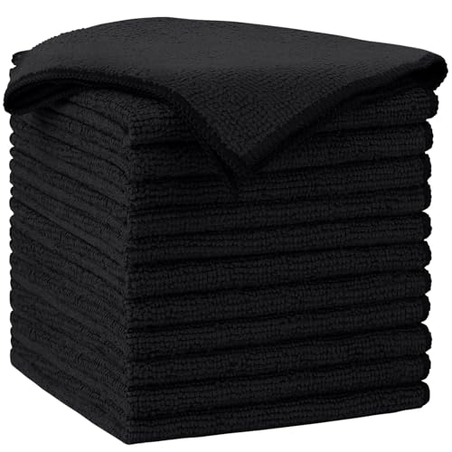 AIDEA Microfiber Cleaning Cloth-12PK, Soft Microfiber Towels for Cars, Absorbent Cleaning Rags, Lint-Free Streak-Free Wash Cloths for House, Kitchen, Window(12in.x12in), Black - color: Black, size: 12 in. x 12 in.