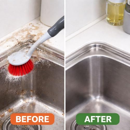 Dish Kitchen Sink Cleaning Brush | Tough Bristle Scrubber with Comfortable Grip | Bathroom Tile & Utensil Cleaner | Multipurpose Household Cleaning Tool | Pack of 2 - style: Long Handle Sink Brush Pack of 2