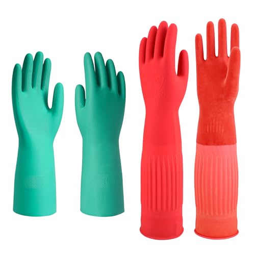 North Tower Long Dishwashing Gloves Length Rubber Reusable Resistant Platos Nitrile,Dishwashing Gloves - size: Small