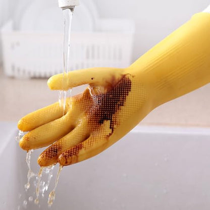 Haofy Latex Gloves for Cleaning, Thin Latex Gloves with Textured Non Slip for Washing Dishes (L)
