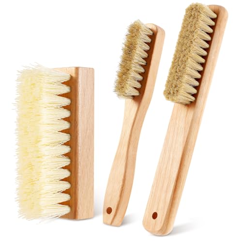 3 Pcs Wood Laundry Stain Brush Stain Remover Brushes with Boar Bristle Small Stain Brush for Clothes for Scrubbing Stains from Furniture Fabric Leather(3 Pcs D) - style: 3 Pcs D